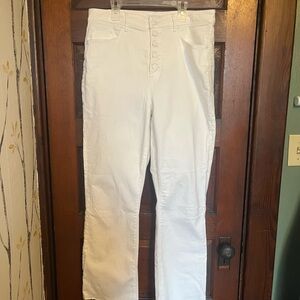 Loft White High-Waisted Button-Fly Jeans